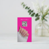 Heißer Rosa Moderner QR-Code für Nageldesigner Visitenkarte (Stehend Vorderseite)