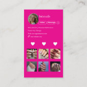 Heißer Rosa Moderner QR-Code für Nageldesigner Visitenkarte (Rückseite)