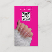 Heißer Rosa Moderner QR-Code für Nageldesigner Visitenkarte (Vorderseite)