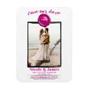 Heißer Rosa-Wachssiegel-Foto-Hochzeit Termin vorme Magnet