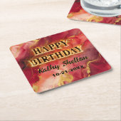 Heißer Rot- und Goldalkohol-Tinte Rechteckiger Pappuntersetzer (angewinkelt)