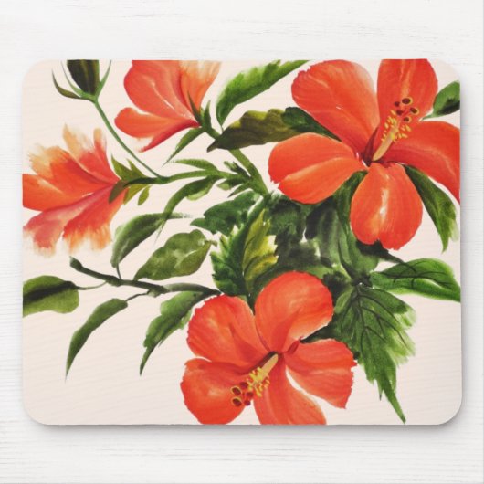 Heißer roter Hibiskus Mousepad (Vorne)