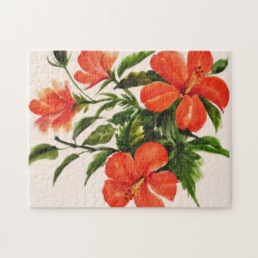 Heißer roter Hibiskus Puzzle (Horizontal)