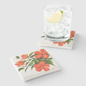 Heißer roter Hibiskus Steinuntersetzer (Seitenansicht)