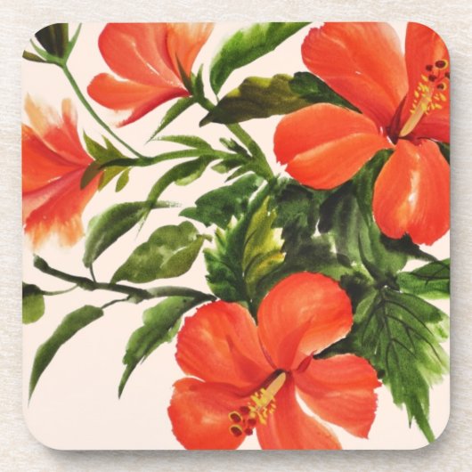 Heißer roter Hibiskus Untersetzer (Vorderseite)