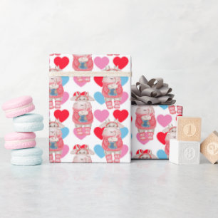 Heißer Schokoladen- und Herzen-Geschenkpapier Geschenkpapier