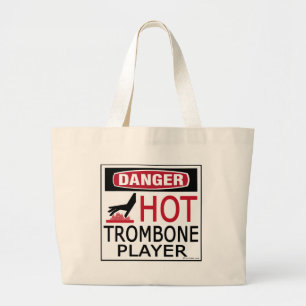 Heißer Trombone-Spieler Jumbo Stoffbeutel