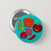 Heißer u. Zesty Gemüse-Gekritzel-Kunst-Knopf Button (Vorne & Hinten)