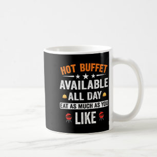 Heißes Buffet den ganzen Tag verfügbar. Essen Sie Kaffeetasse