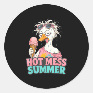 Heißes Durcheinander Sommer alberne Gans Meme Eisl Runder Aufkleber