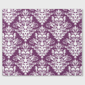 Heißes lila und weißes elegantes Damast-Muster Geschenkpapier (Flach)