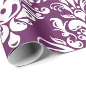 Heißes lila und weißes elegantes Damast-Muster Geschenkpapier (Rolleneckpunkt)