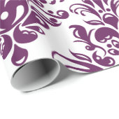 Heißes lila und weißes elegantes Damast-Muster Geschenkpapier (Rolleneckpunkt)