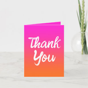 Heißes Magenta Rosa Helles Orange Ombre Pinsel Sch Dankeskarte