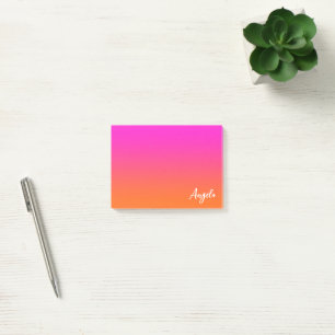 Heißes Magenta Rosa Helles Orange Ombre-Schriftnam Post-it Klebezettel