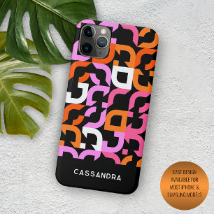 Heißes Pink Orange Schwarzes Midcentury-Kunstmuste Case-Mate iPhone Hülle