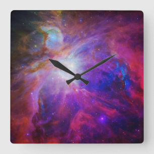 Heißes Pink und Blaues Himmelskunst-Orion-Nebel-Fo Quadratische Wanduhr