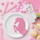 Heißes Rosa, das PferdeSilhouette aufrichtet Pappteller (Party)