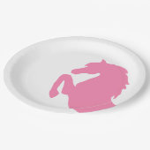 Heißes Rosa, das PferdeSilhouette aufrichtet Pappteller (Schrägansicht)