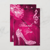Heißes Rosa-Disco-Ball-Schein-Heels dankt Ihnen Dankeskarte (Vorne/Hinten)