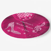 Heißes Rosa-Disco-Ball und Heels-Brautparty Pappteller (Schrägansicht)