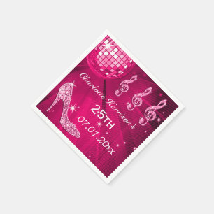 Heißes Rosa-Disco-Ball-und Schein-Heels 25. Serviette
