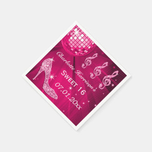 Heißes Rosa-Disco-Ball und Schein-Heels-Bonbon 16 Serviette