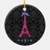 Heißes Rosa-Eiffel-Turm im Imitat-Glitter Keramik Ornament (Hinten)