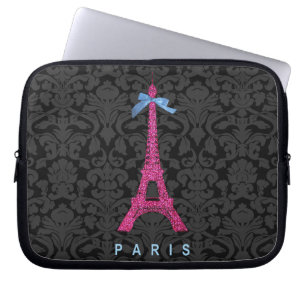 Heißes Rosa-Eiffel-Turm im Imitat-Glitter Laptopschutzhülle