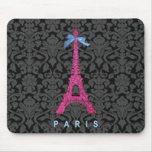 Heißes Rosa-Eiffel-Turm im Imitat-Glitter Mousepad