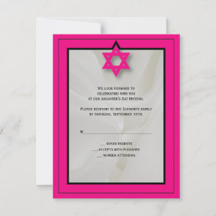 Heißes Rosa-elegante Gewebe-Schläger Mitzvah UAWG RSVP Karte