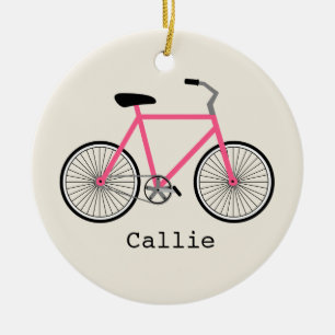 Heißes Rosa-Fahrrad-personalisierte Verzierung Keramikornament