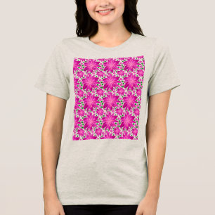 Heißes Rosa Florales Nahtloses Muster Tri-Blend Shirt