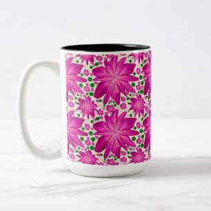 Heißes Rosa Florales Nahtloses Muster Zweifarbige Tasse