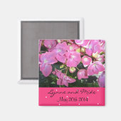 Heißes Rosa Florales Save-the-Date Magnet (Vorderseite/Rückseite)