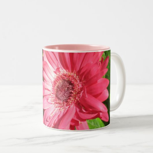 Heißes Rosa-Gänseblümchen-Kaffee-Tasse Zweifarbige Tasse (VorderseiteRechts)