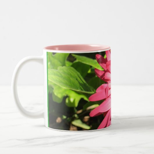 Heißes Rosa-Gänseblümchen-Kaffee-Tasse Zweifarbige Tasse (Links)