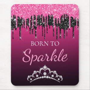 Heißes Rosa Glamour triefend vor Glitter, geboren  Mousepad