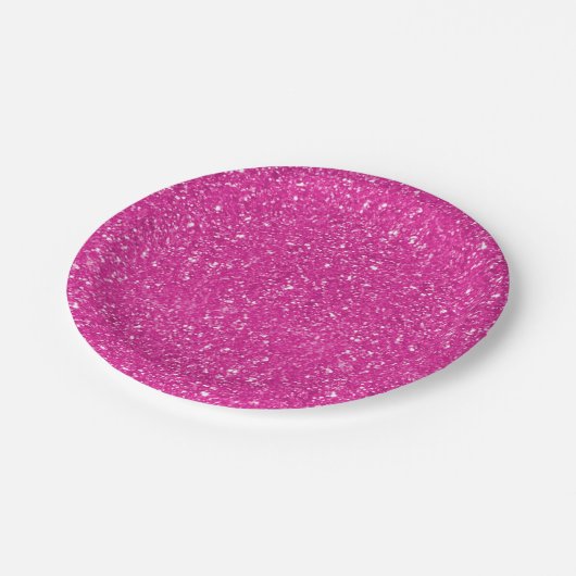 Heißes Rosa-Glitzer Druckmuster Pappteller (Schrägansicht)
