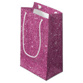 Heißes Rosa-Glitzer-Glitzern Kleine Geschenktüte (Vorderseite Schrägansicht)