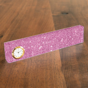 Heißes Rosa-Glitzer-Glitzern Namensplakette