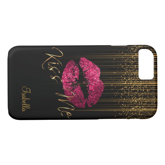 Heißes Rosa-Glitzer-Lippen und Case-Mate iPhone Hülle (Rückseite (Horizontal))