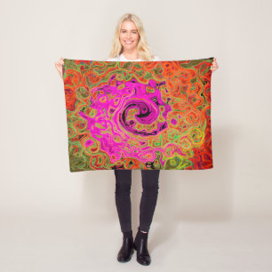 Heißes Rosa Groovy Abstrakter Retro Flüssigkeitswi Fleecedecke