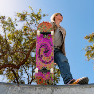 Heißes Rosa Groovy Abstrakter Retro Flüssigkeitswi Skateboard