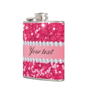 Heißes Rosa-großer Imitat-Glitzer mit Diamanten Flachmann (Links)