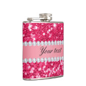 Heißes Rosa-großer Imitat-Glitzer mit Diamanten Flachmann (Rechts)