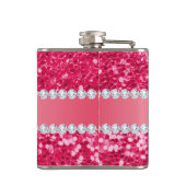 Heißes Rosa-großer Imitat-Glitzer mit Diamanten Flachmann (Rückseite)