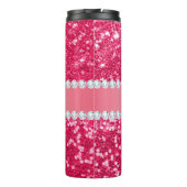 Heißes Rosa-großer Imitat-Glitzer mit Diamanten Thermosbecher (Rückseite)