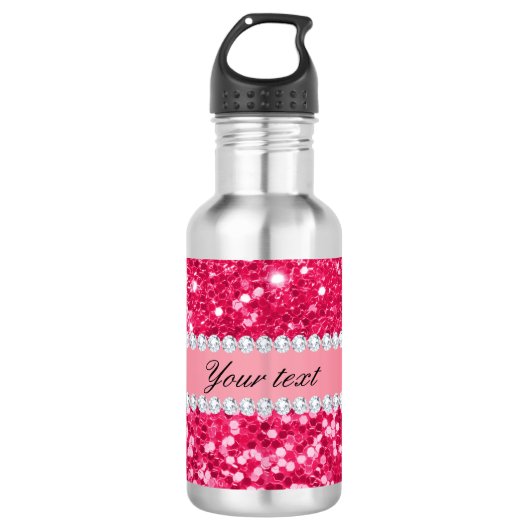 Heißes Rosa-großer Imitat-Glitzer mit Diamanten Trinkflasche (Vorderseite)