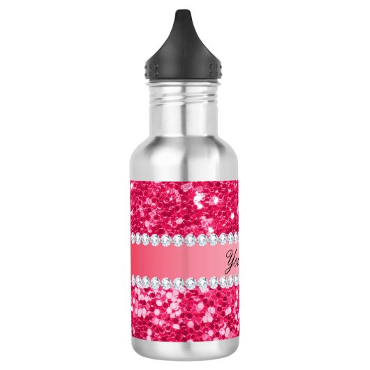 Heißes Rosa-großer Imitat-Glitzer mit Diamanten Trinkflasche (Links)